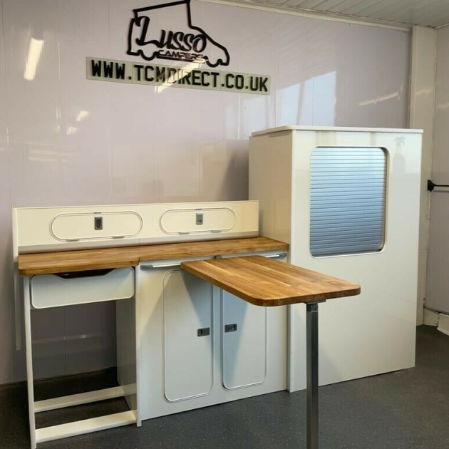 Assembled Ford Custom Vivaro Trafic Vito SWB Furniture Camper Pod OAK worktop
