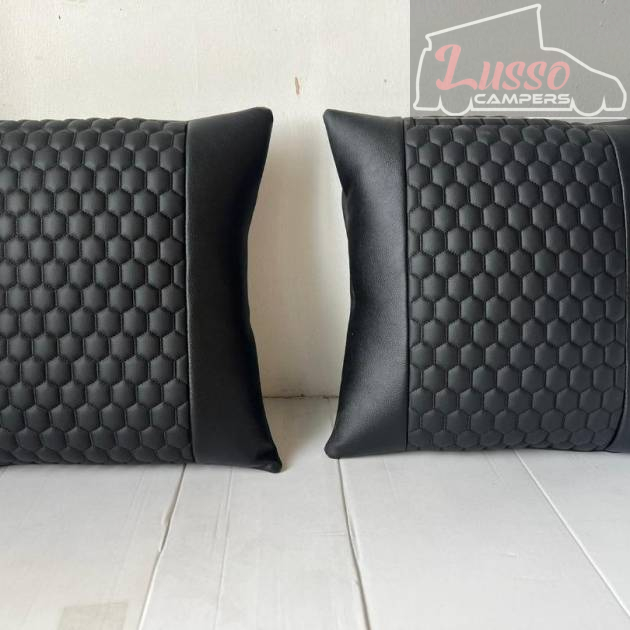 2x Scatter Cushions for Rock & Roll Beds (45cm x 45cm) Honeycomb Black